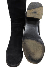 スエードインターロッキングニーハイブーツ ブラック