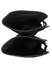 スエードインターロッキングニーハイブーツ ブラック