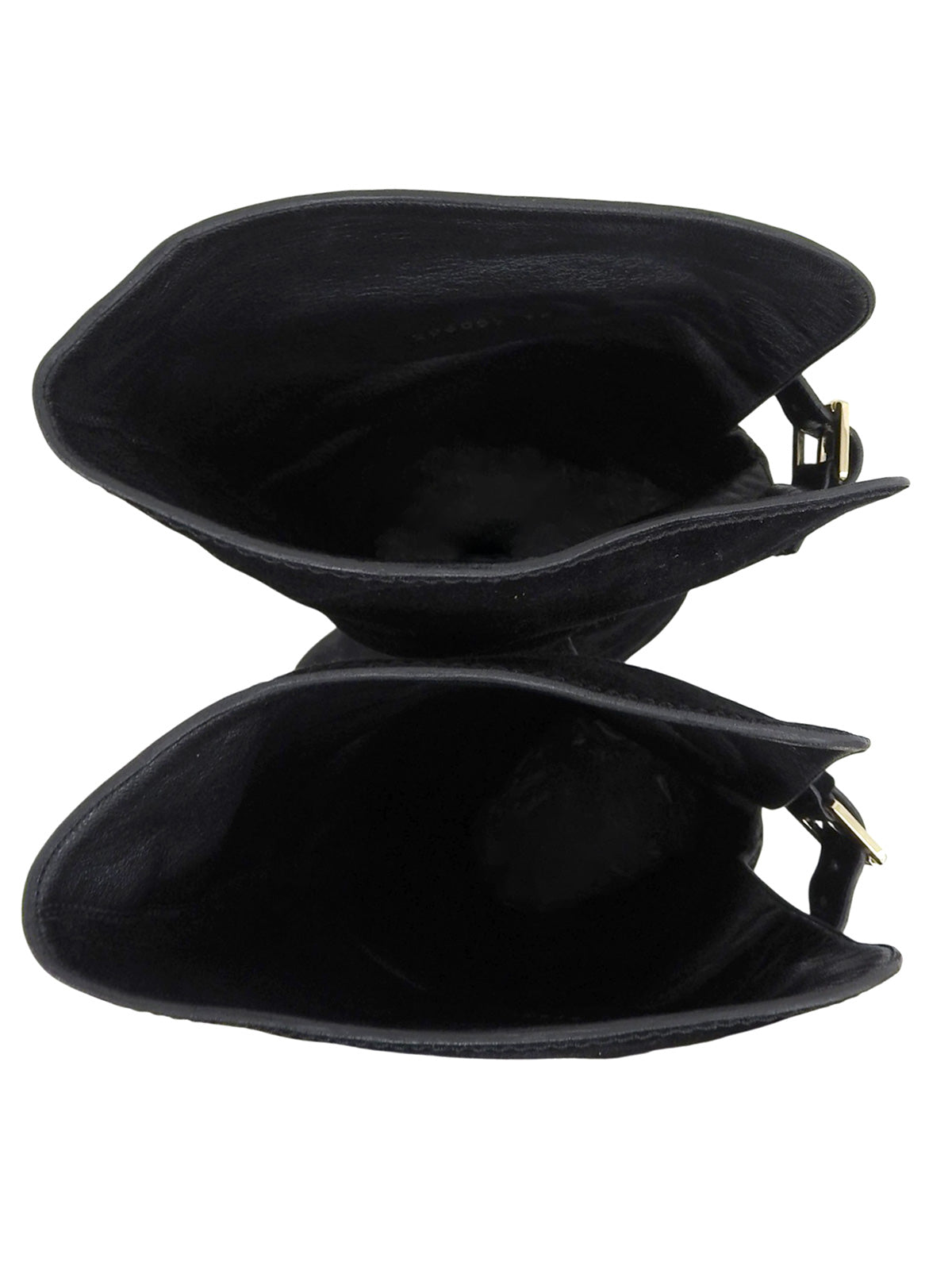 スエードインターロッキングニーハイブーツ ブラック