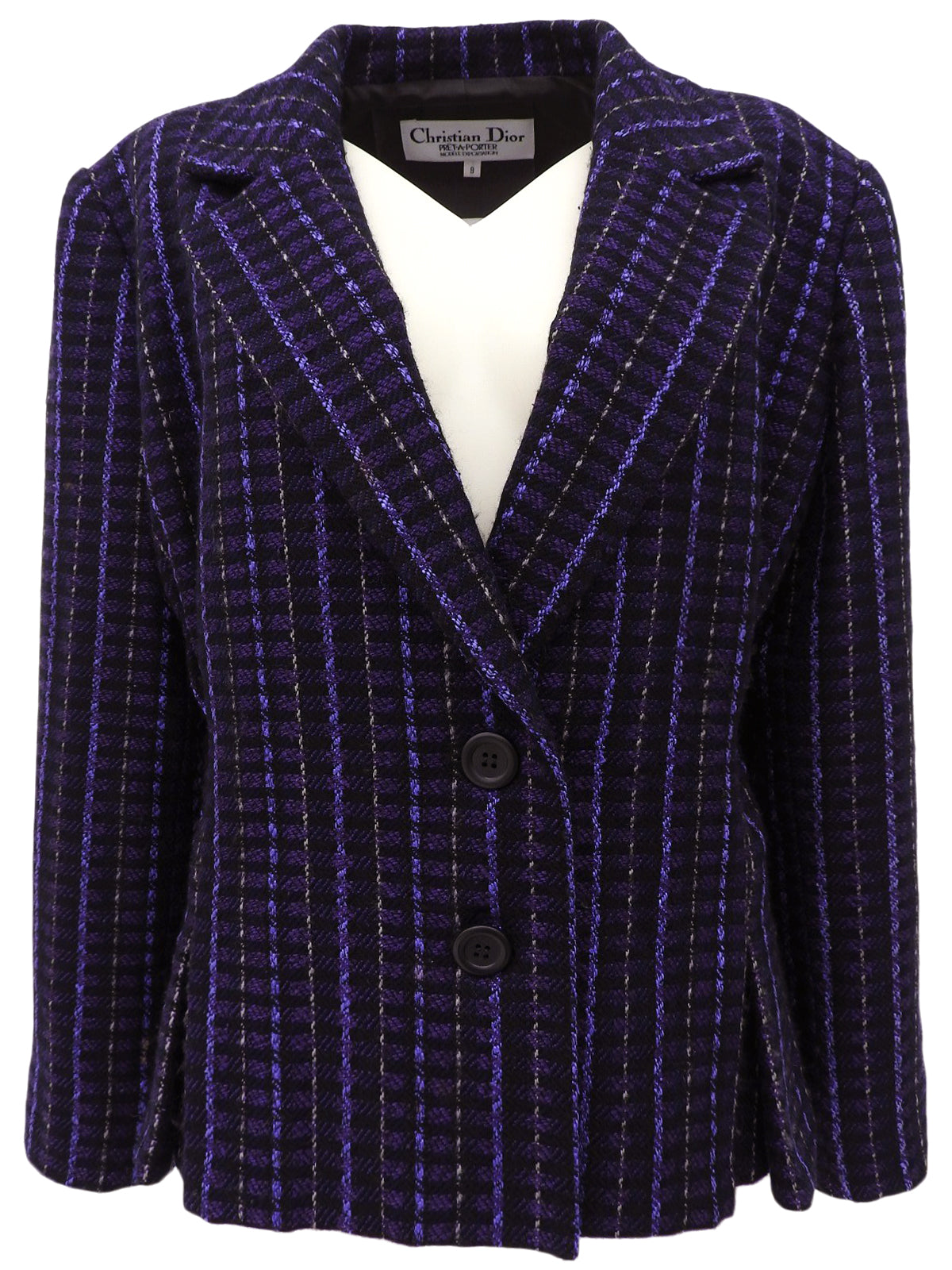 チェックパターンテーラードジャケット パープル