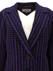 チェックパターンテーラードジャケット パープル