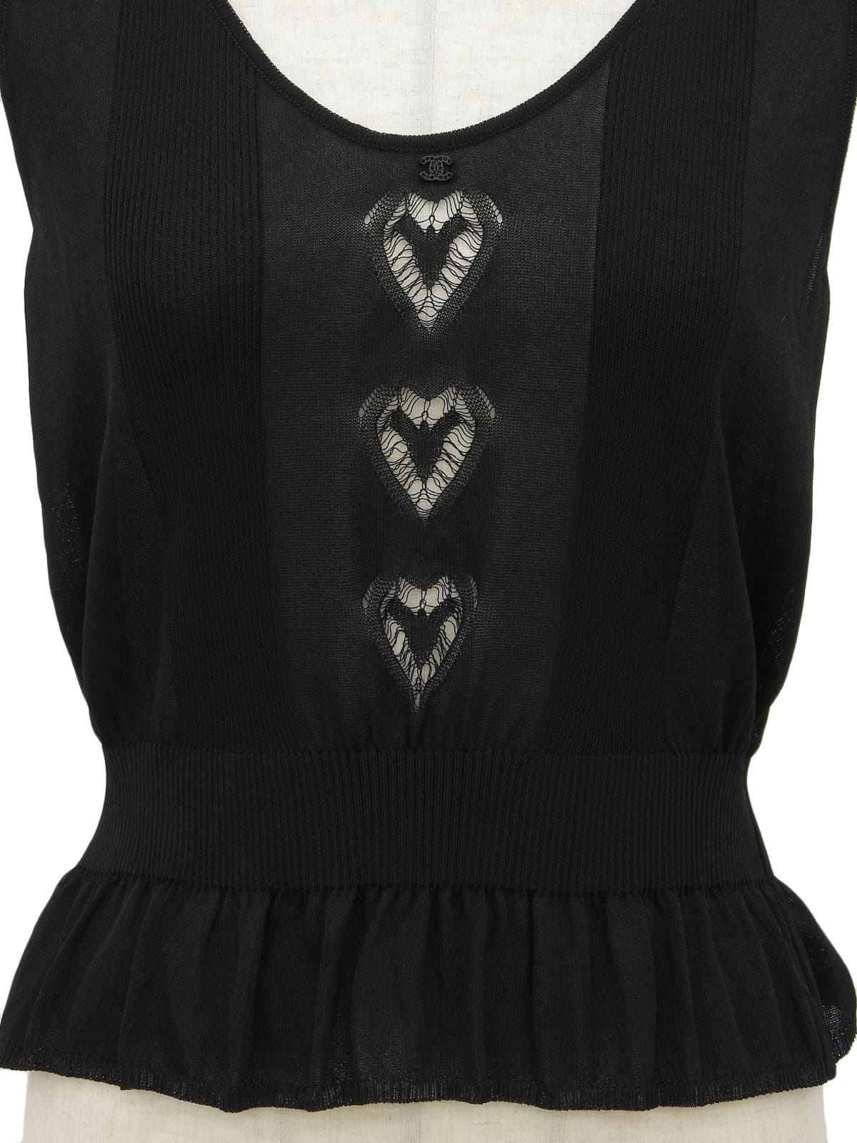 2006年製 ハートカットアウトCCマークノースリーブトップス ブラック