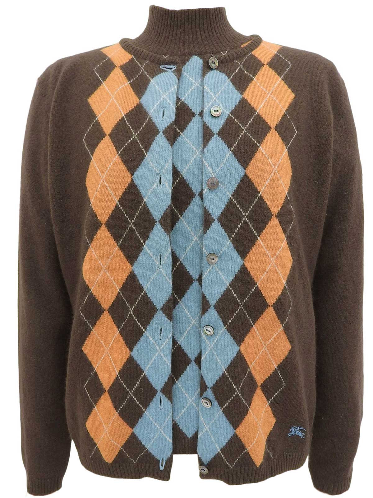 Argyle Pattern Knit Ensemble in Brown/Blue/Orange