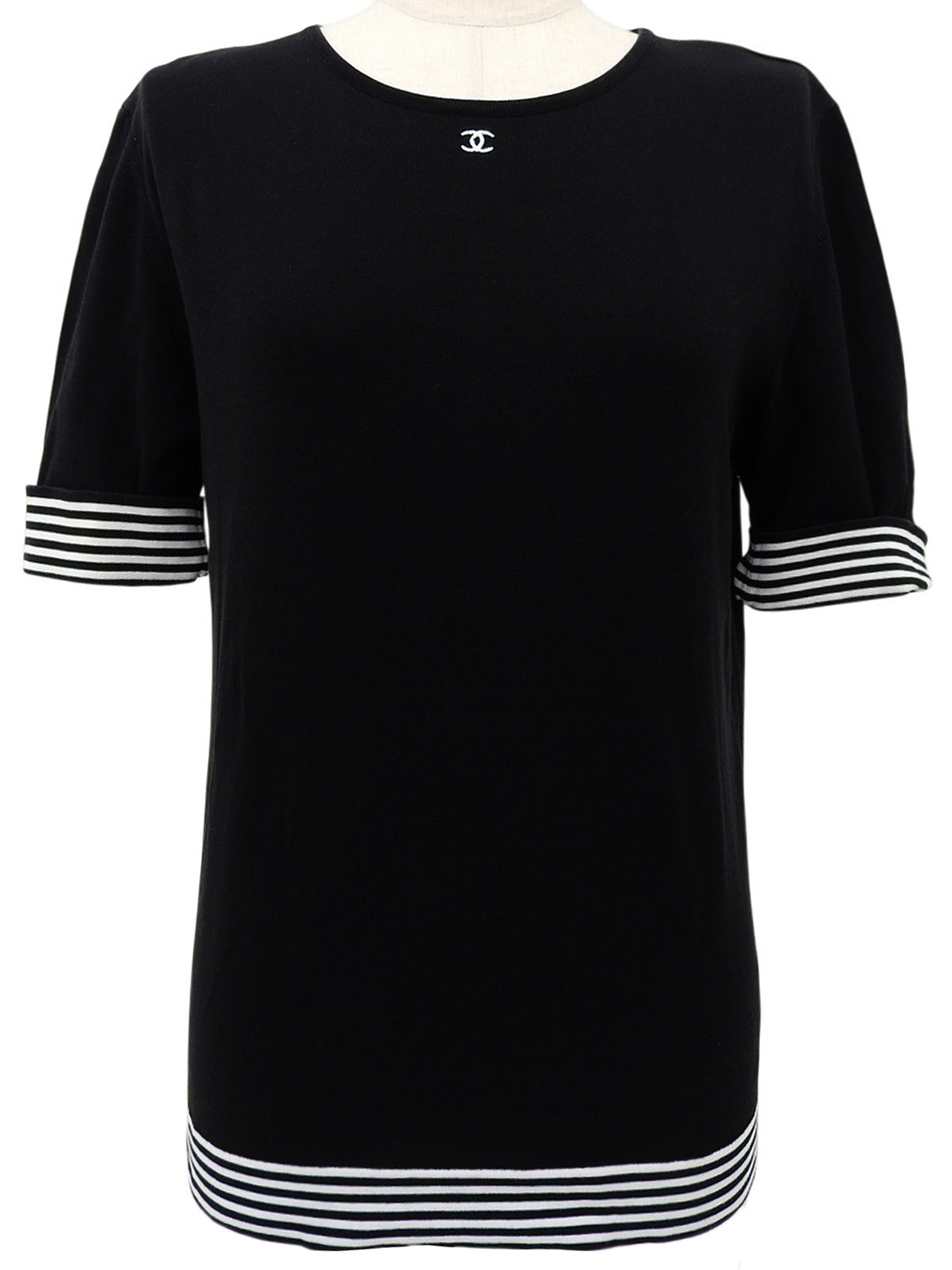 1996年製 ボーダーパターンCCマークハーフスリーブカットソー ブラック