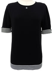 黑色1996年边框图案CC标志短袖上衣