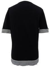 1996 border pattern CC mark short sleeve top in black