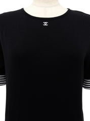 1996年製 ボーダーパターンCCマークハーフスリーブカットソー ブラック