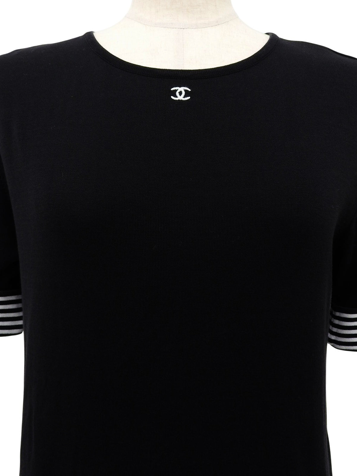 1996 border pattern CC mark short sleeve top in black