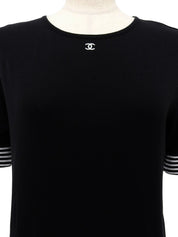 1996 border pattern CC mark short sleeve top in black