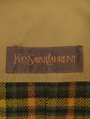 チェックライニングロングコート ベージュ