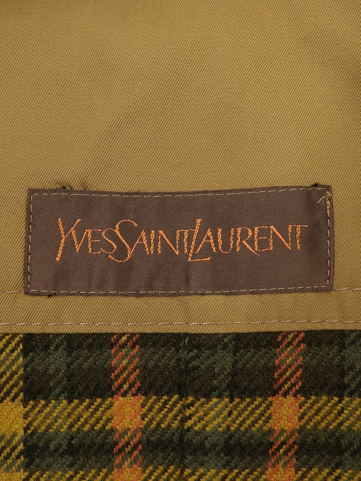 チェックライニングロングコート ベージュ