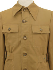 チェックライニングロングコート ベージュ