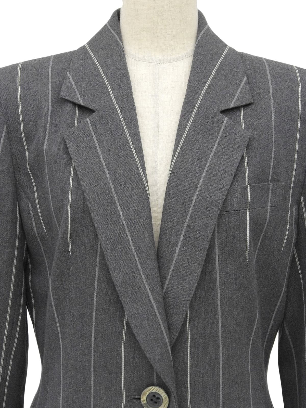 ウールストライプパターンジャケット グレー