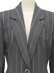 ウールストライプパターンジャケット グレー