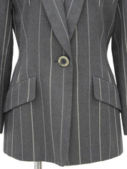 ウールストライプパターンジャケット グレー