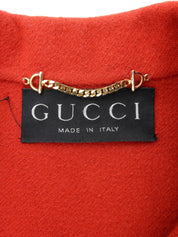 ウールカシミアGGボタンジャケット レッド/ゴールド