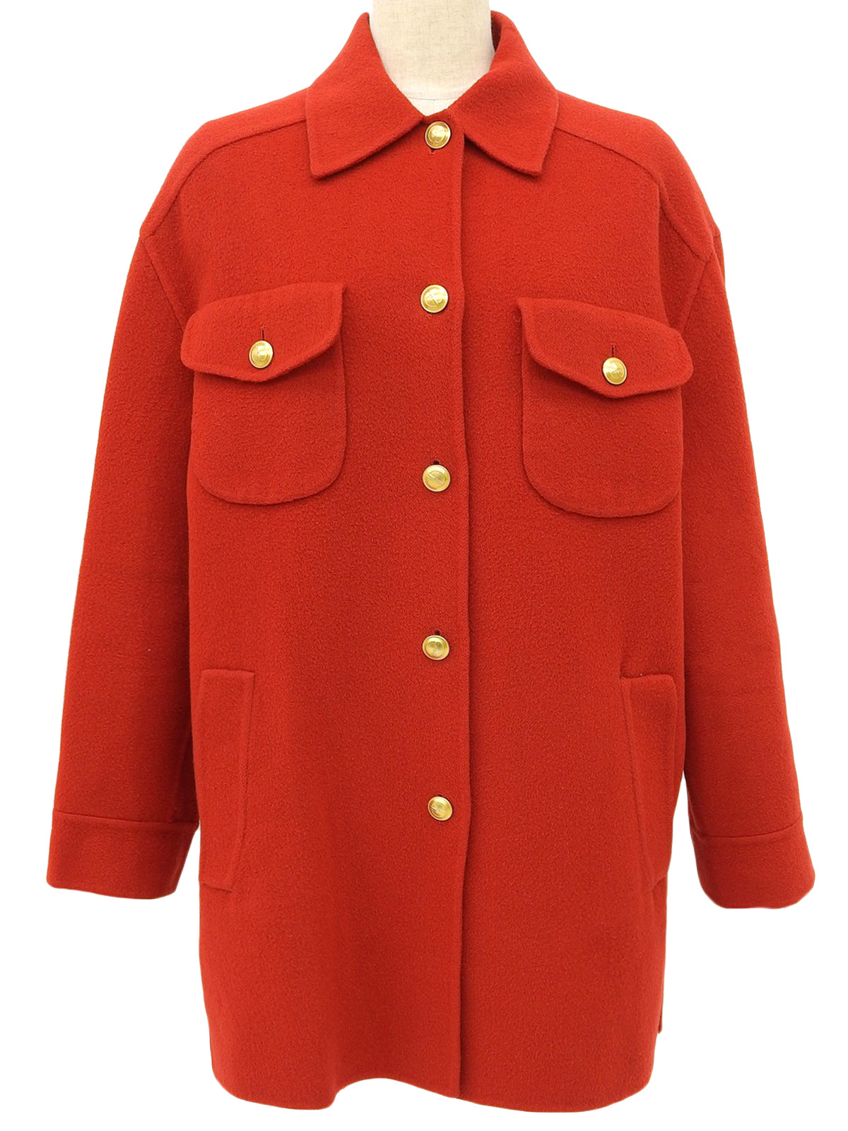 ウールカシミアGGボタンジャケット レッド/ゴールド