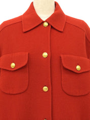 ウールカシミヤGGボタンジャケット レッド/ゴールド