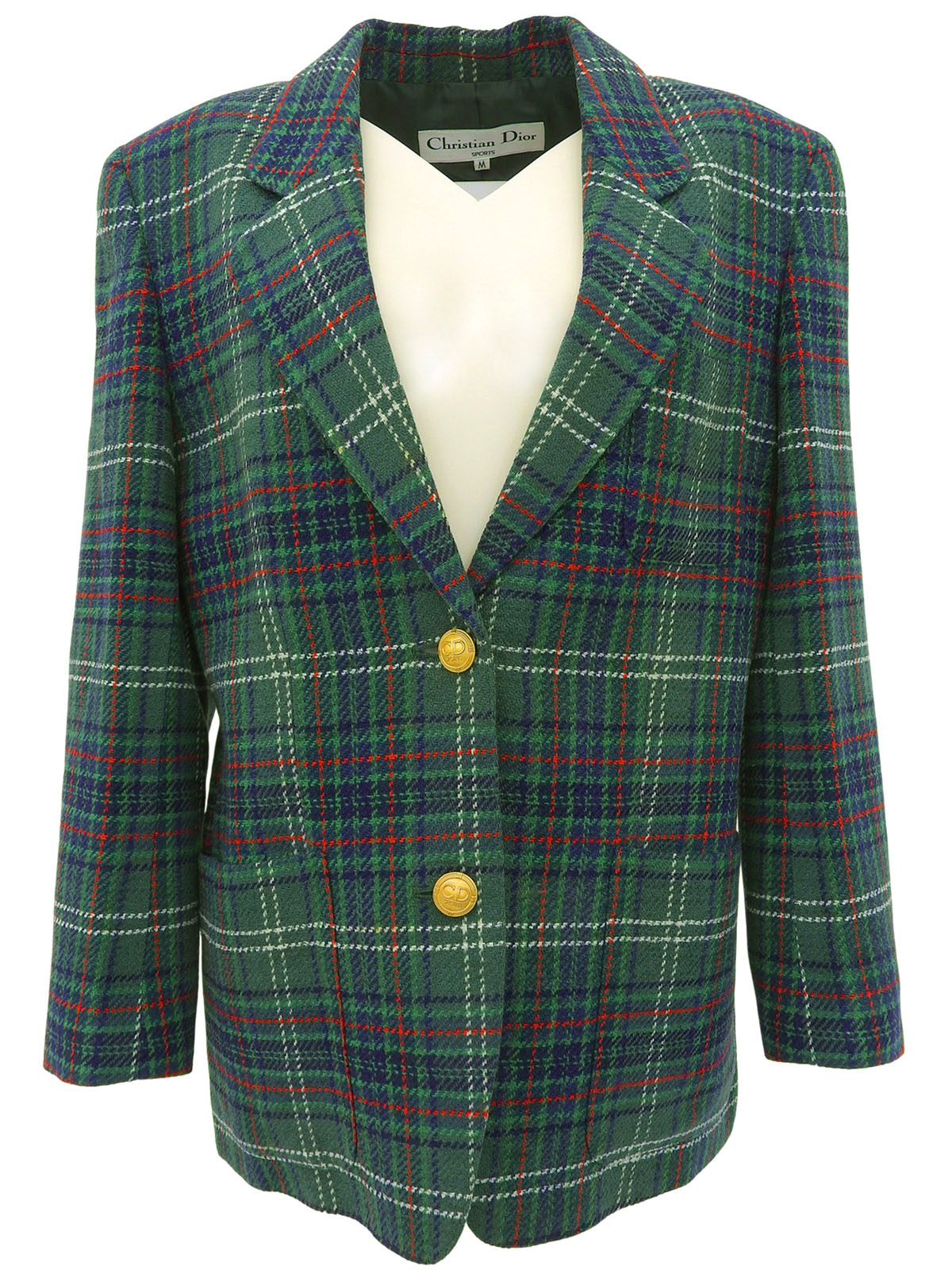 チェックパターンロゴボタンジャケット グリーン/マルチ