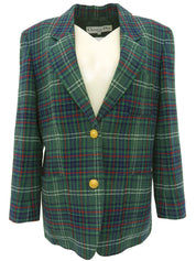 チェックパターンロゴボタンジャケット グリーン/マルチ