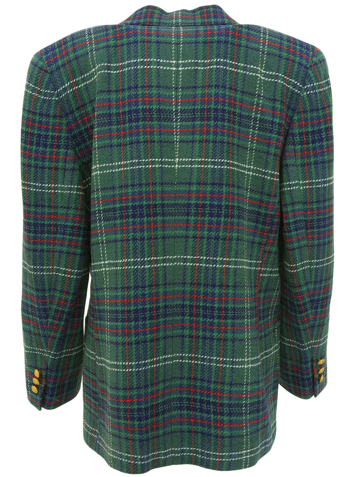 チェックパターンロゴボタンジャケット グリーン/マルチ