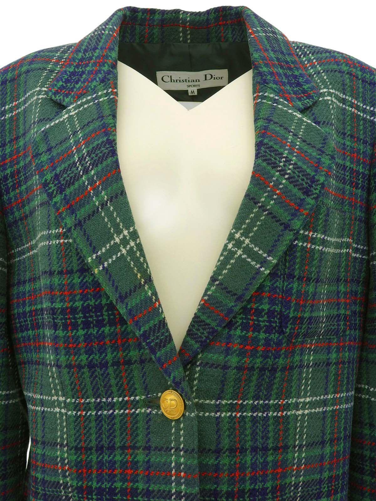 チェックパターンロゴボタンジャケット グリーン/マルチ