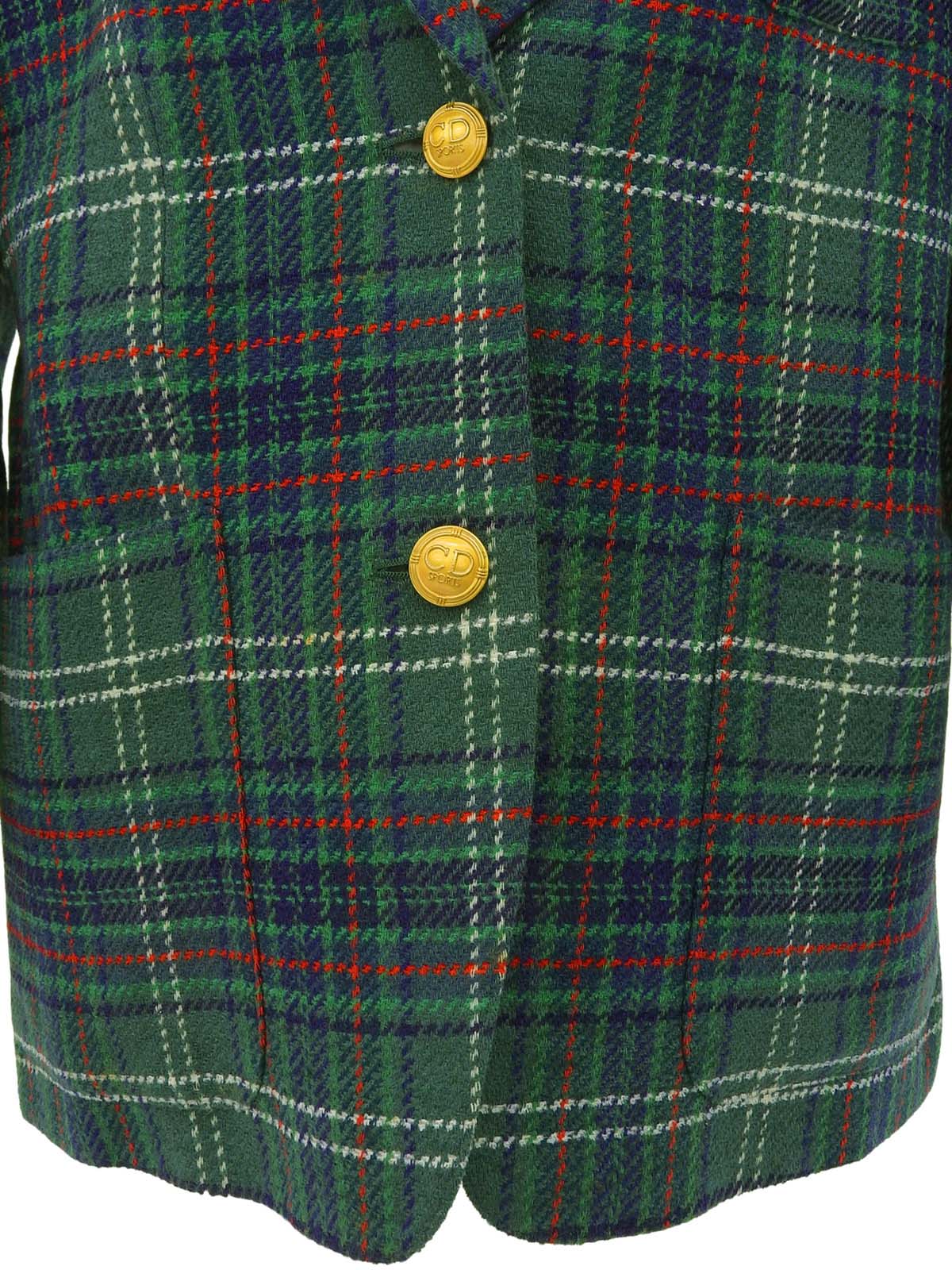 チェックパターンロゴボタンジャケット グリーン/マルチ