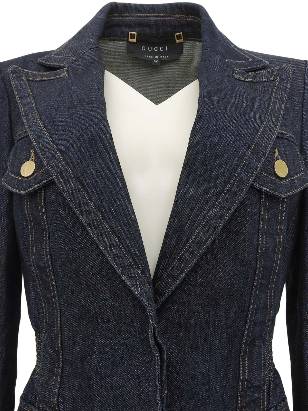 靛蓝色牛仔布logo纽扣夹克