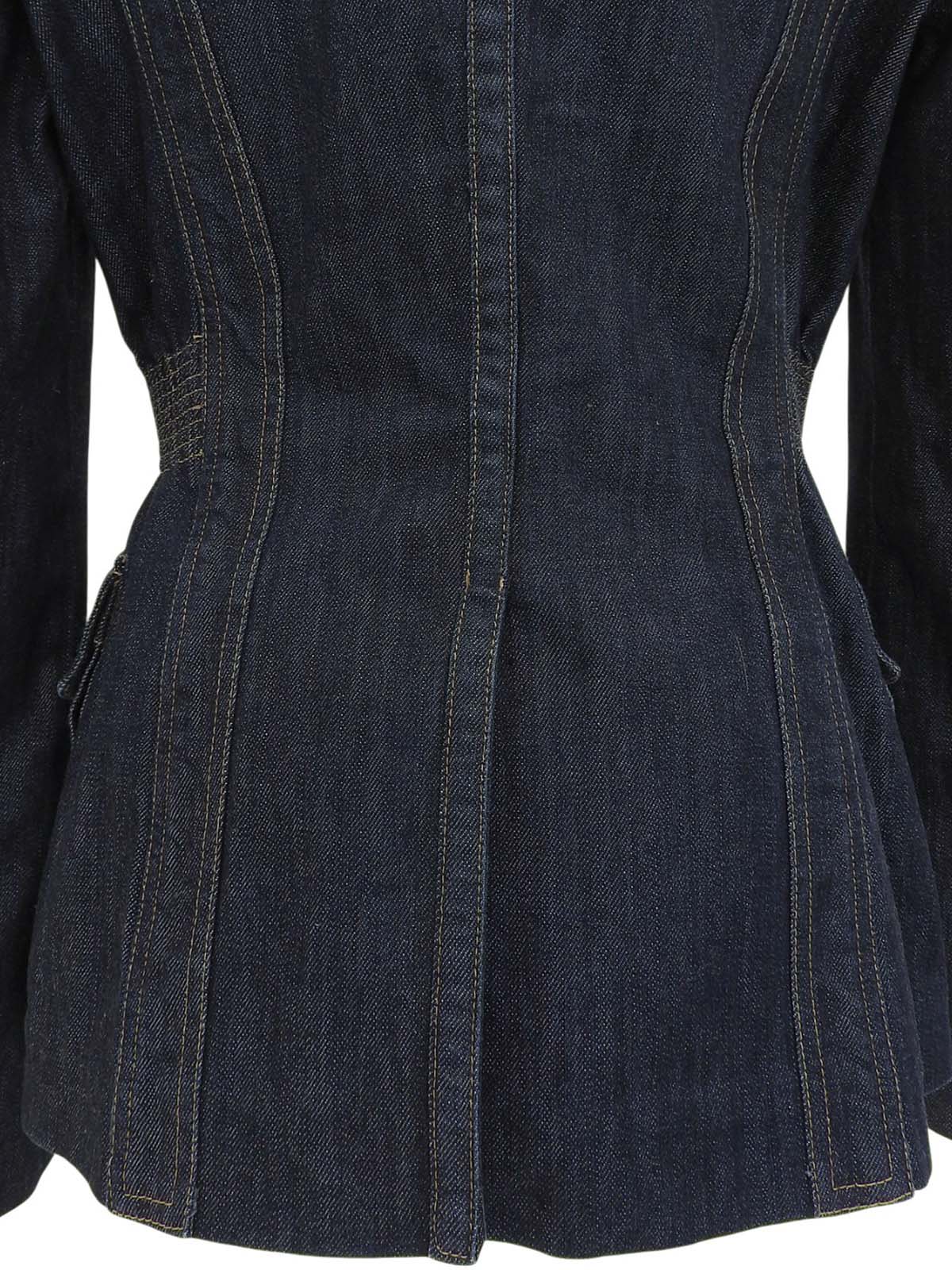 靛蓝色牛仔布logo纽扣夹克