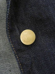 靛蓝色牛仔布logo纽扣夹克