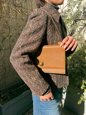 ロゴターンロックワンショルダーバッグ ブラウン