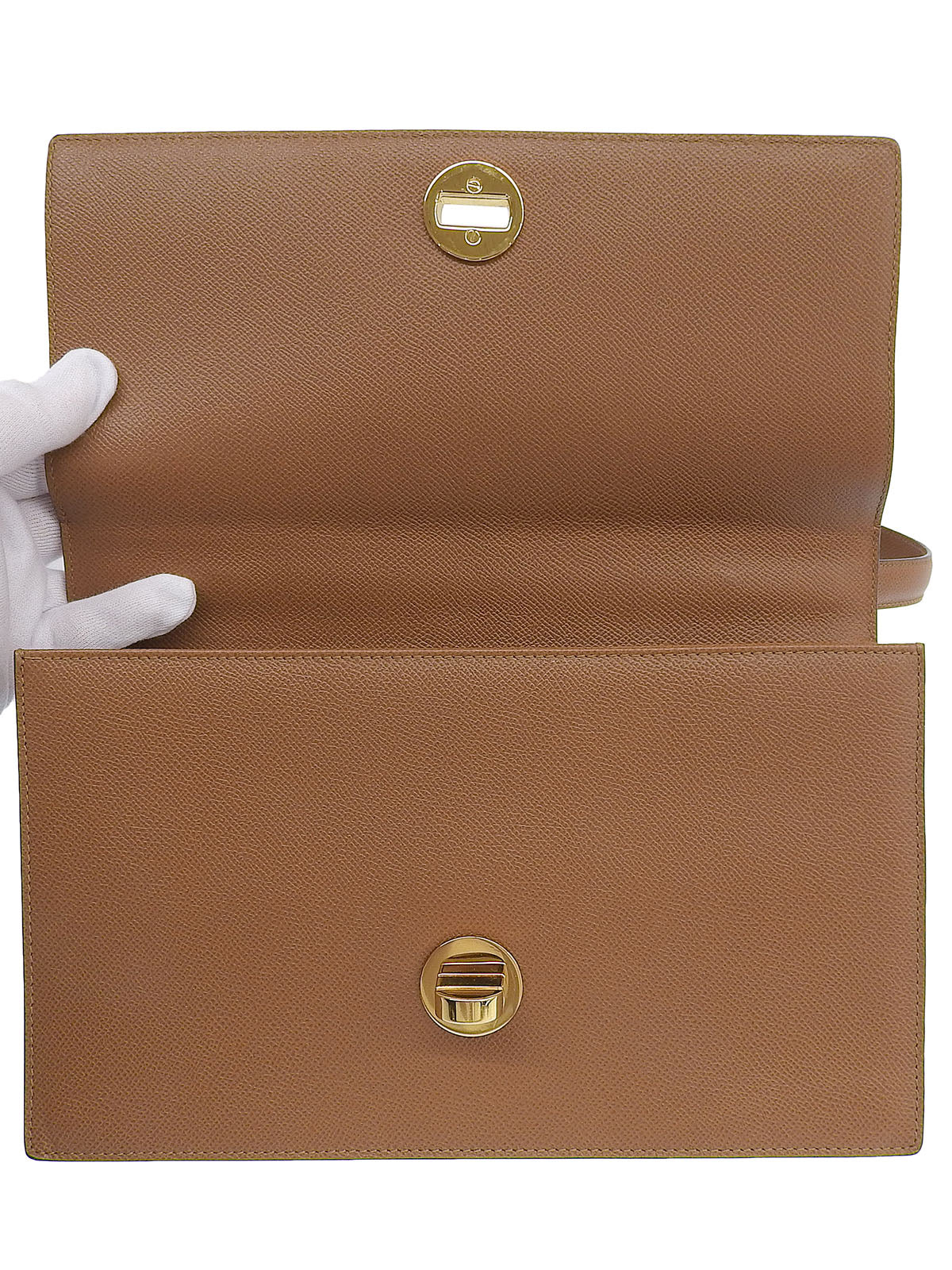 ロゴターンロックワンショルダーバッグ ブラウン