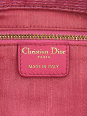 キャンバスカナージュステッチハンドバッグ ピンク