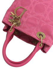 キャンバスカナージュステッチハンドバッグ ピンク