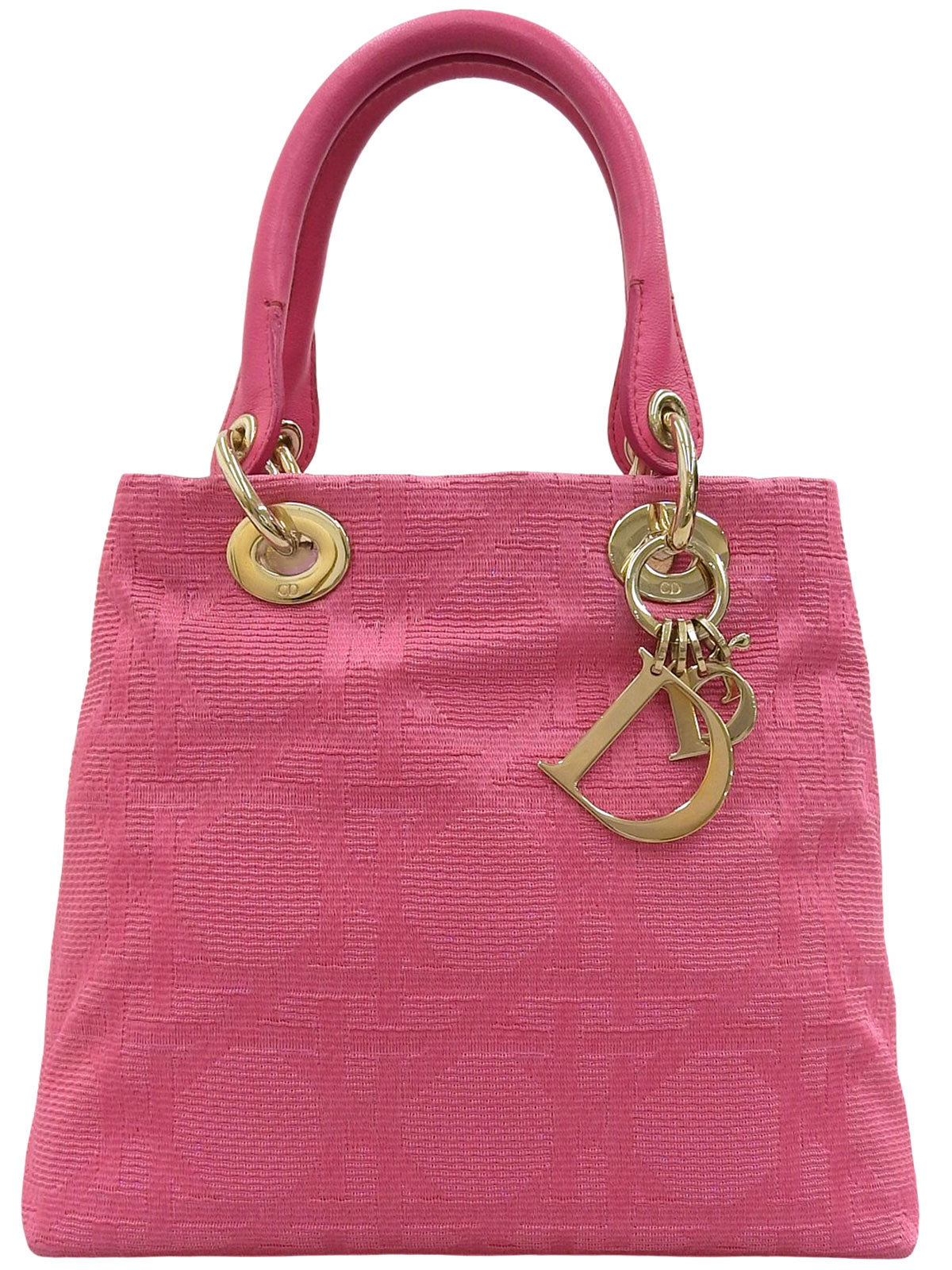 Canvas Cannage Stitch Handbag in Pink