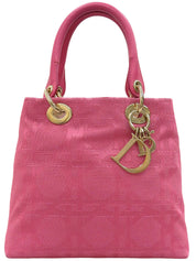 Canvas Cannage Stitch Handbag in Pink