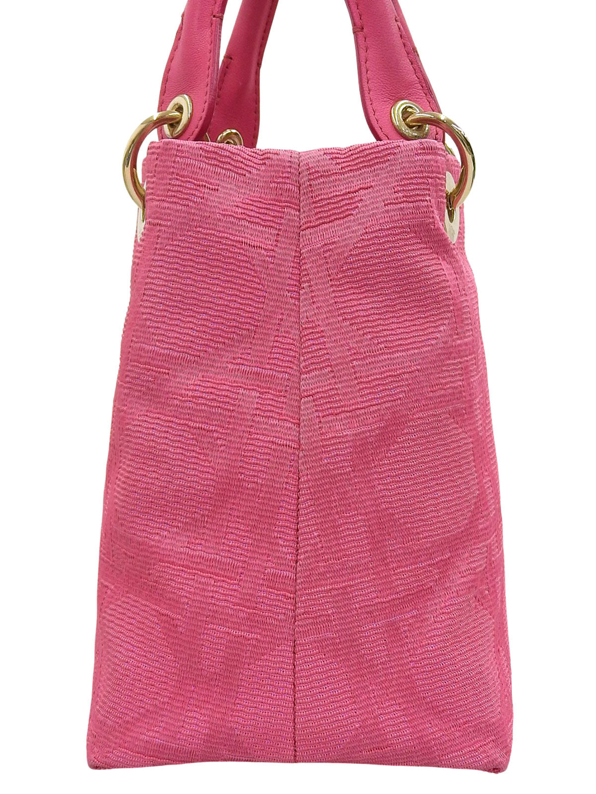 Canvas Cannage Stitch Handbag in Pink