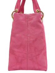 Canvas Cannage Stitch Handbag in Pink