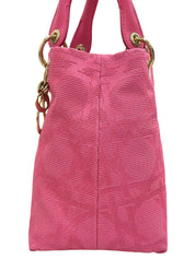 Canvas Cannage Stitch Handbag in Pink