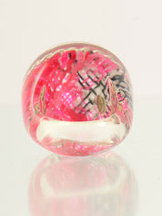 2014 Round Tweed Chain CC Mark Ring in Clear/Pink/Gold