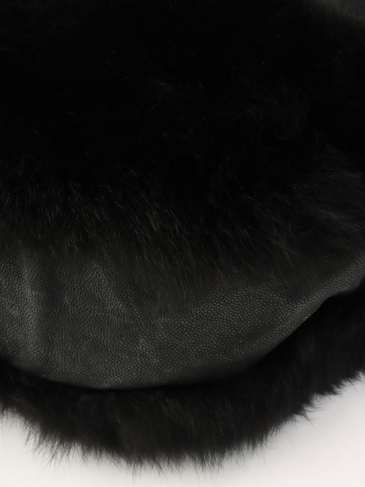 2005-era fur and caviar skin combo CC mark charm shoulder bag, black