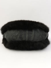2005-era fur and caviar skin combo CC mark charm shoulder bag, black