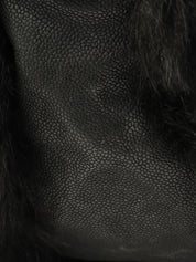 2005-era fur and caviar skin combo CC mark charm shoulder bag, black