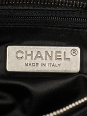 2005-era fur and caviar skin combo CC mark charm shoulder bag, black