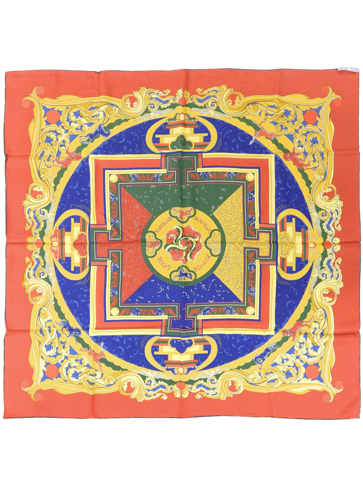 Carré 90 LES ANIMAUX Pattern Scarf Red