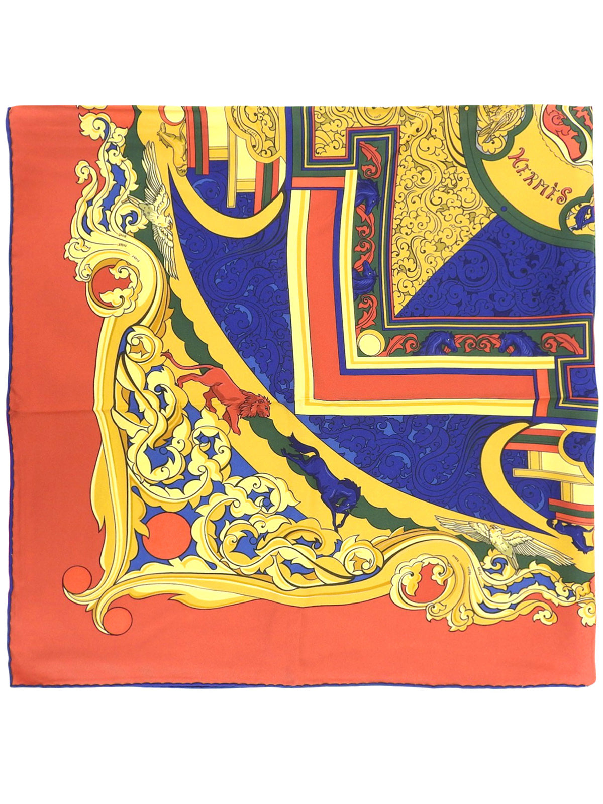 Carré 90 LES ANIMAUX Pattern Scarf Red