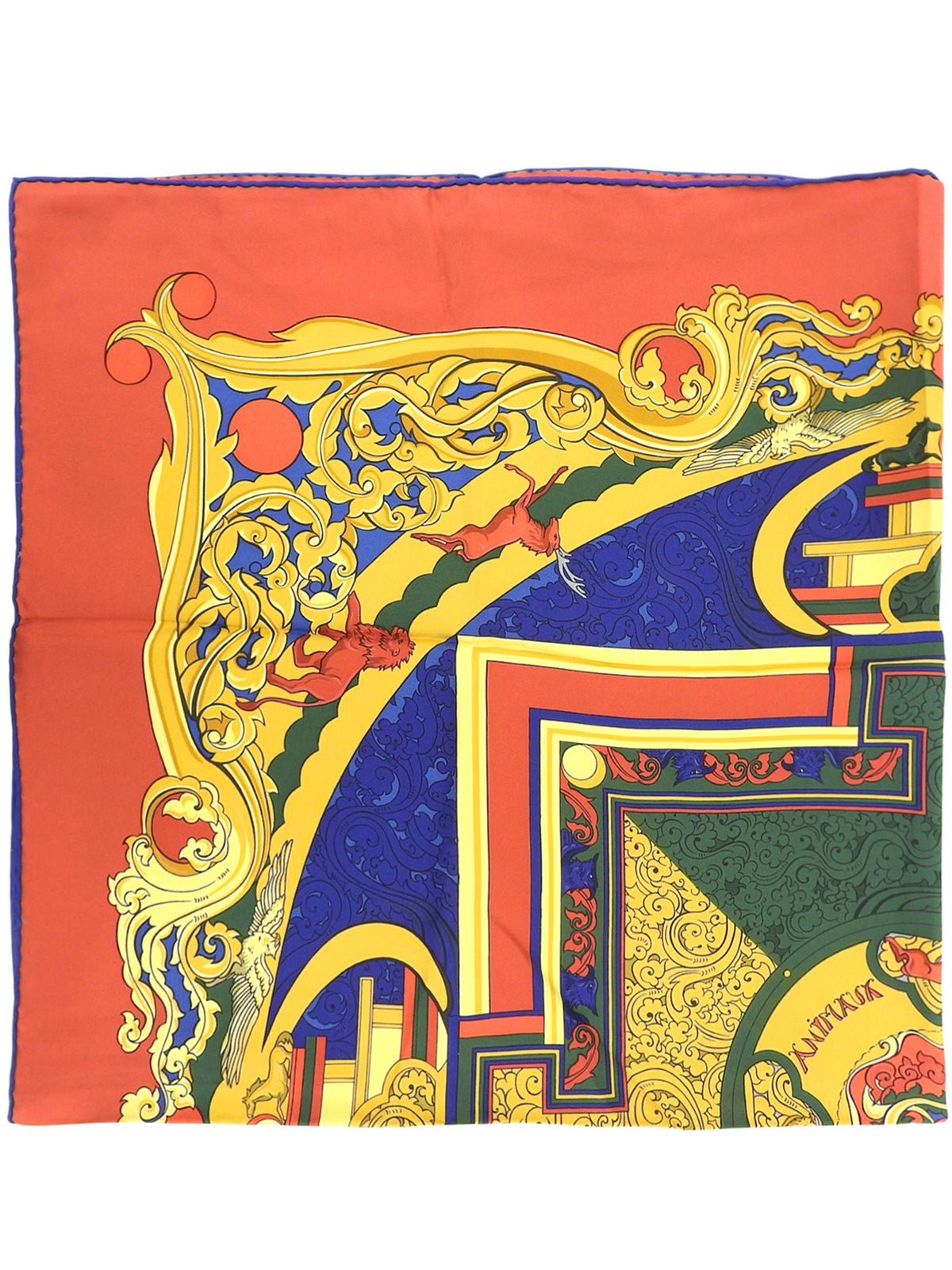 Carré 90 LES ANIMAUX Pattern Scarf Red