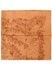 カレ90 Au Pays de Cocagneパターンスカーフ オレンジ
