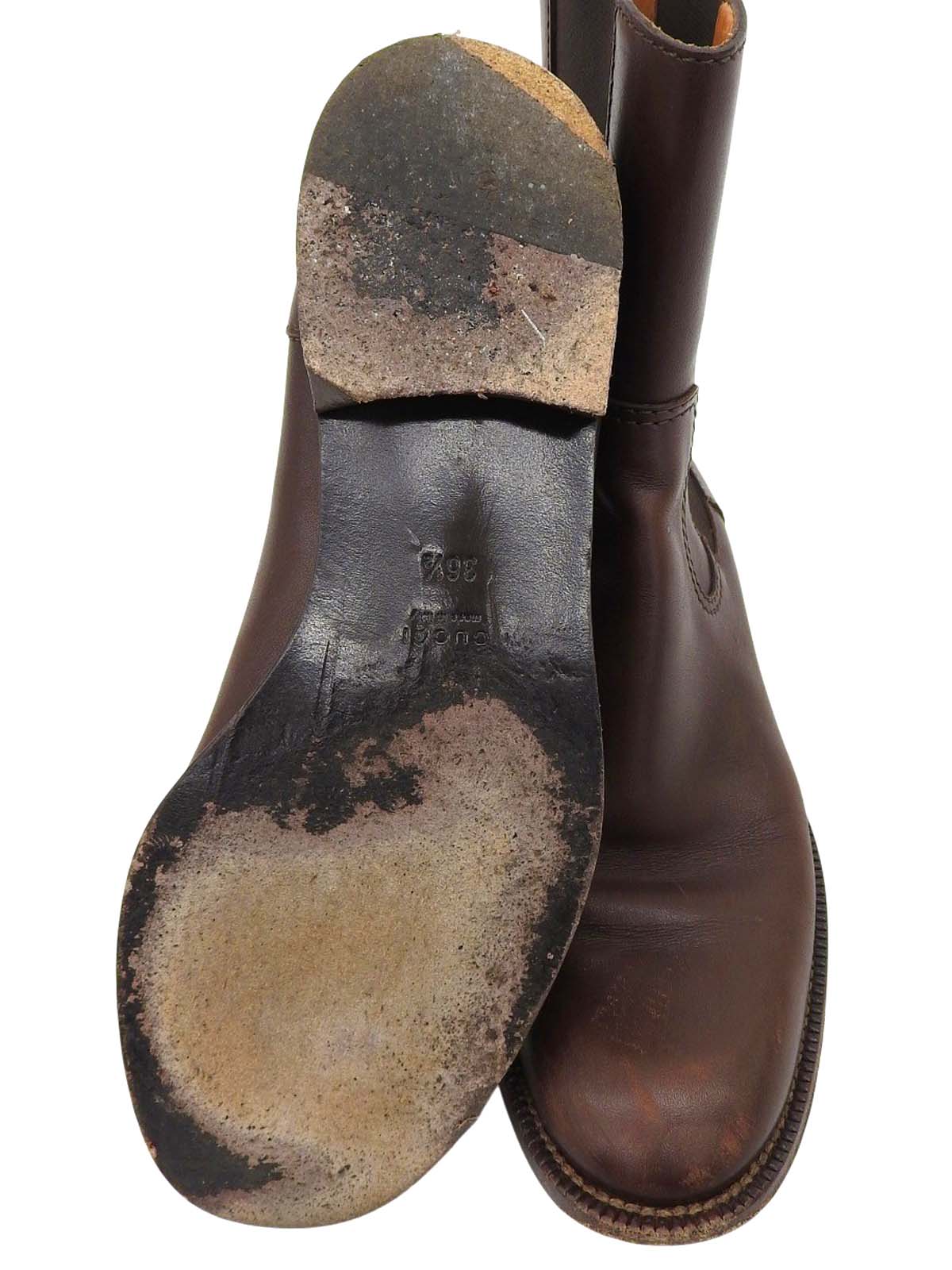 Leather Sherry Line Side Gore Boots Dark Brown