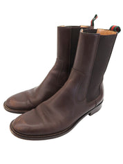 レザーシェリーラインサイドゴアブーツ ダークブラウン